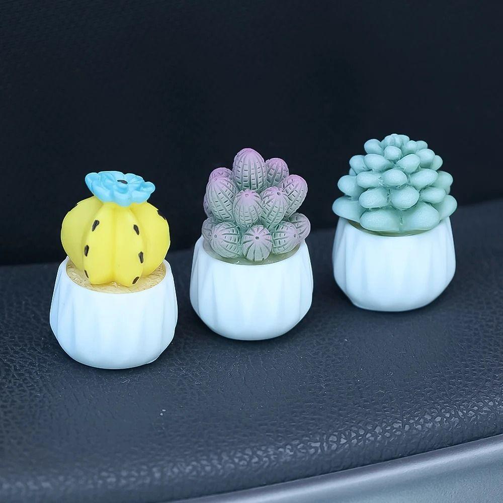 Resin Cactus Car Ornament Mini Cute Dollhouse Miniature Succulent Potted Home Garden Decor Toy