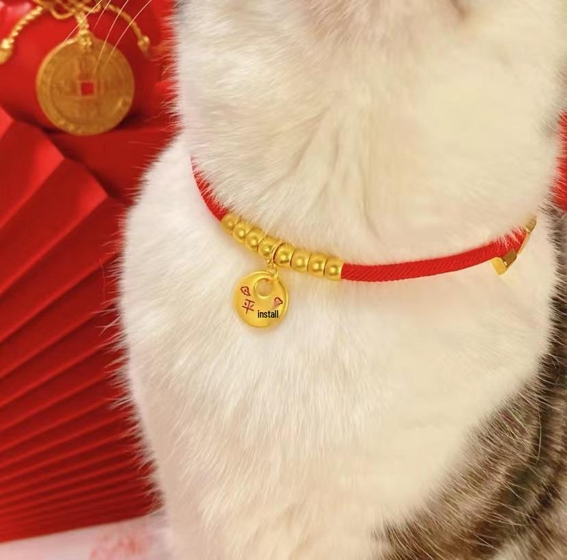 Pet New Year Collar: Adjustable Longevity Lock Necklace for Cats & Small Dogs
