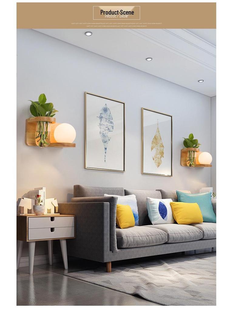 Japanese Solid Wood Nordic Wall Lamp for Bedroom, Living Room, Study, and Balcony