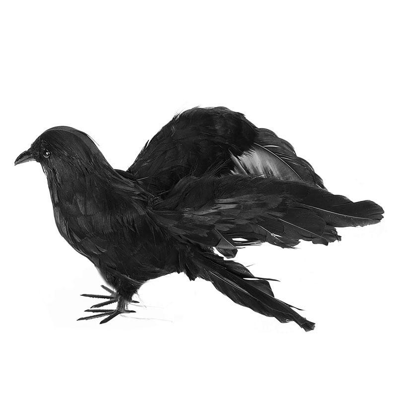 Realistic Faux Feather Crow Prop  Lifelike Black Bird Decoration for Halloween, Garden, Photography, Home Styling