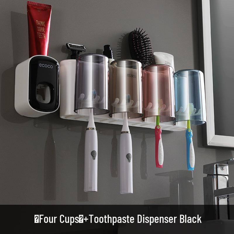 Conjunto de Porta-Escova de Dentes e Copo de Enxágue Montado na Parede sem Furos