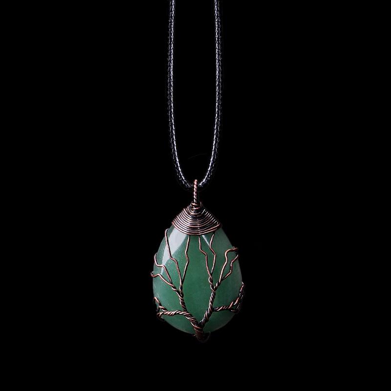 Arbre de Vie 7 Chakras Pierre Naturelle Collier Cristal Énergie Guérison Pendentif Fait Main Collier pour Femmes Hommes Bijoux Yoga