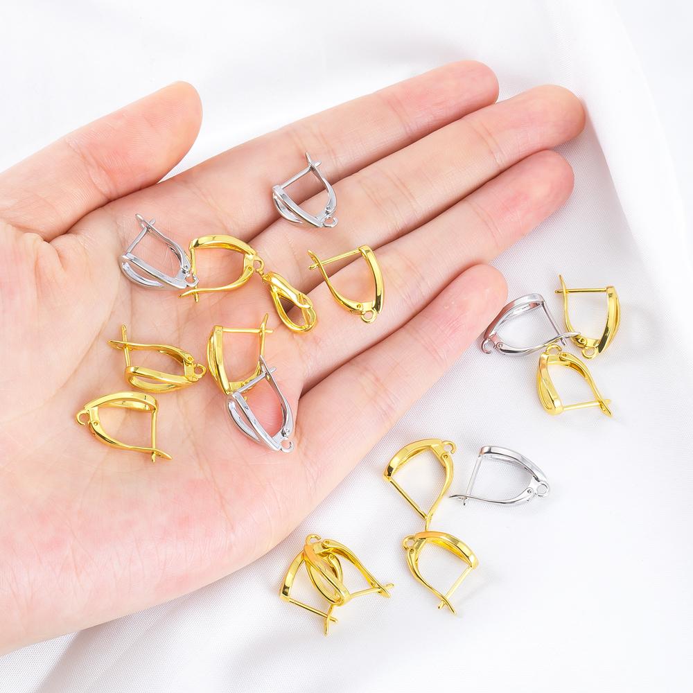 Classic U Shape Hoop Earrings Base Accessories for Jewelry Making Copper Earring Hooks With Hole Ear Jewellery Making Supplies