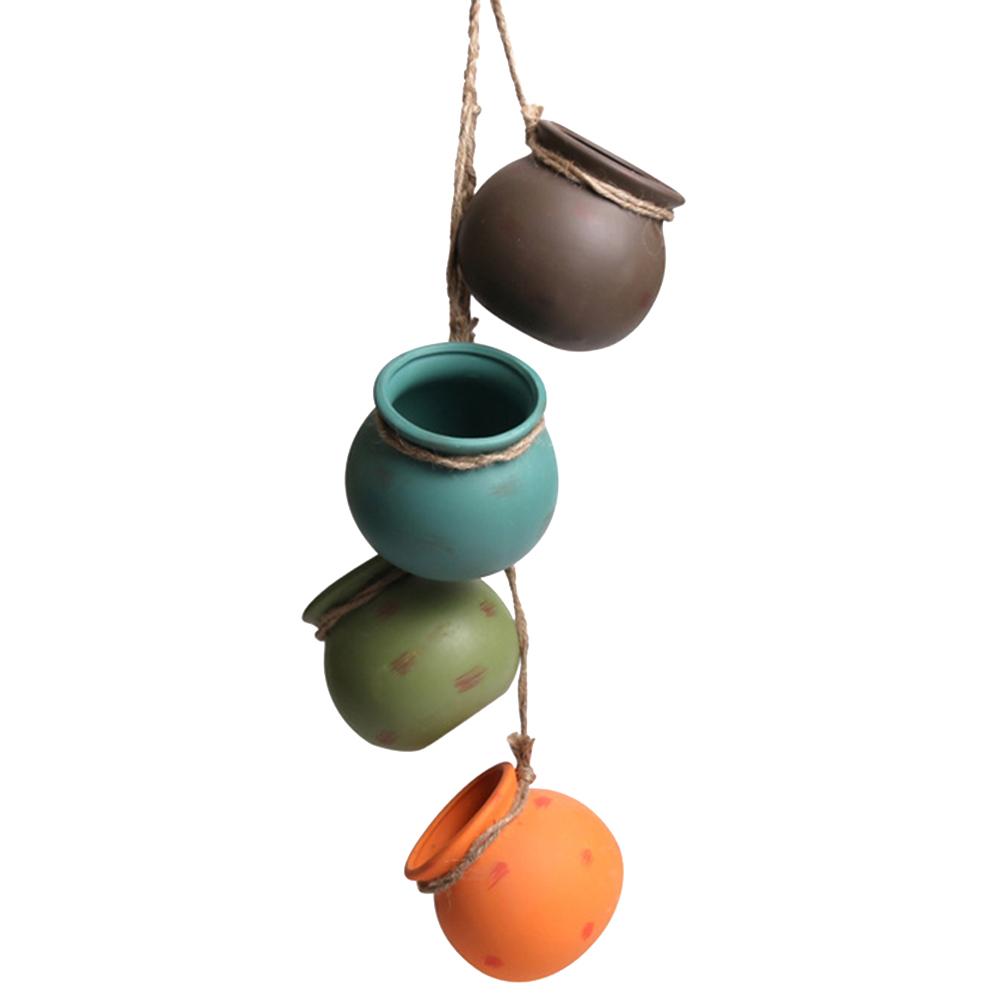 4 шт. Горшок для цветов Настенное украшение Миниатюрный набор эстетичных керамических горшков для стильного домашнего декора