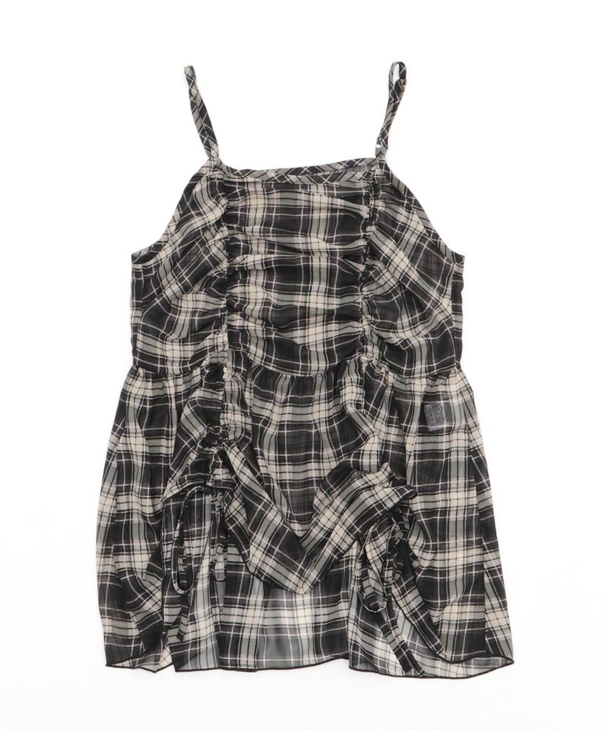 WEGO Drawstring Cami Size Black Check Women's Dress, Girly, Fall/Winter, F,