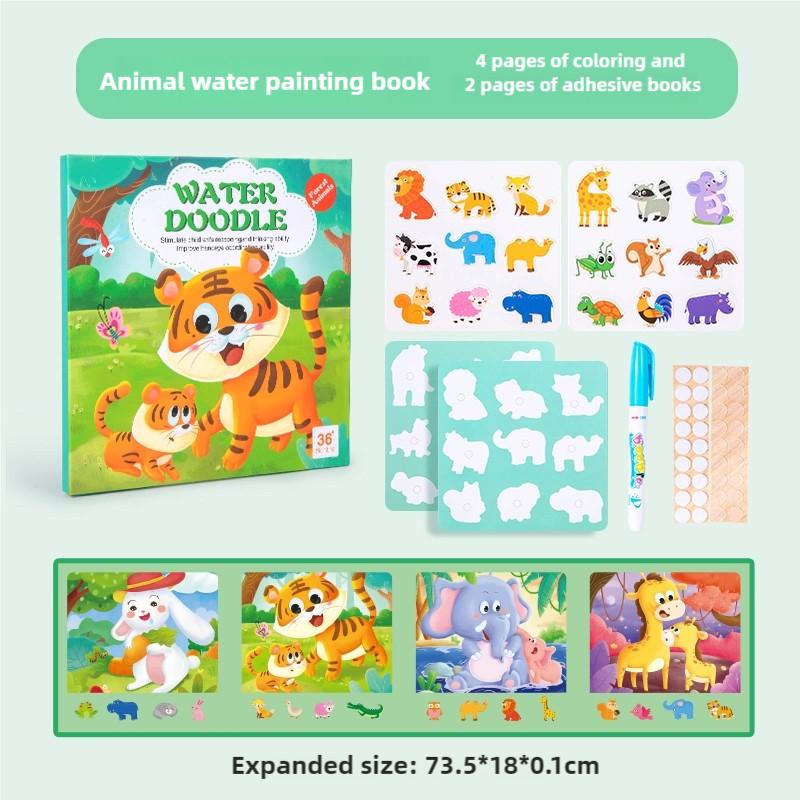 Neues magisches Wassermalbuch für Kinder, wiederverwendbare Aufkleber, Malspielzeug mit Stift, Geschenkset für die frühe Bildung, lustiges Lernaktivitätsset