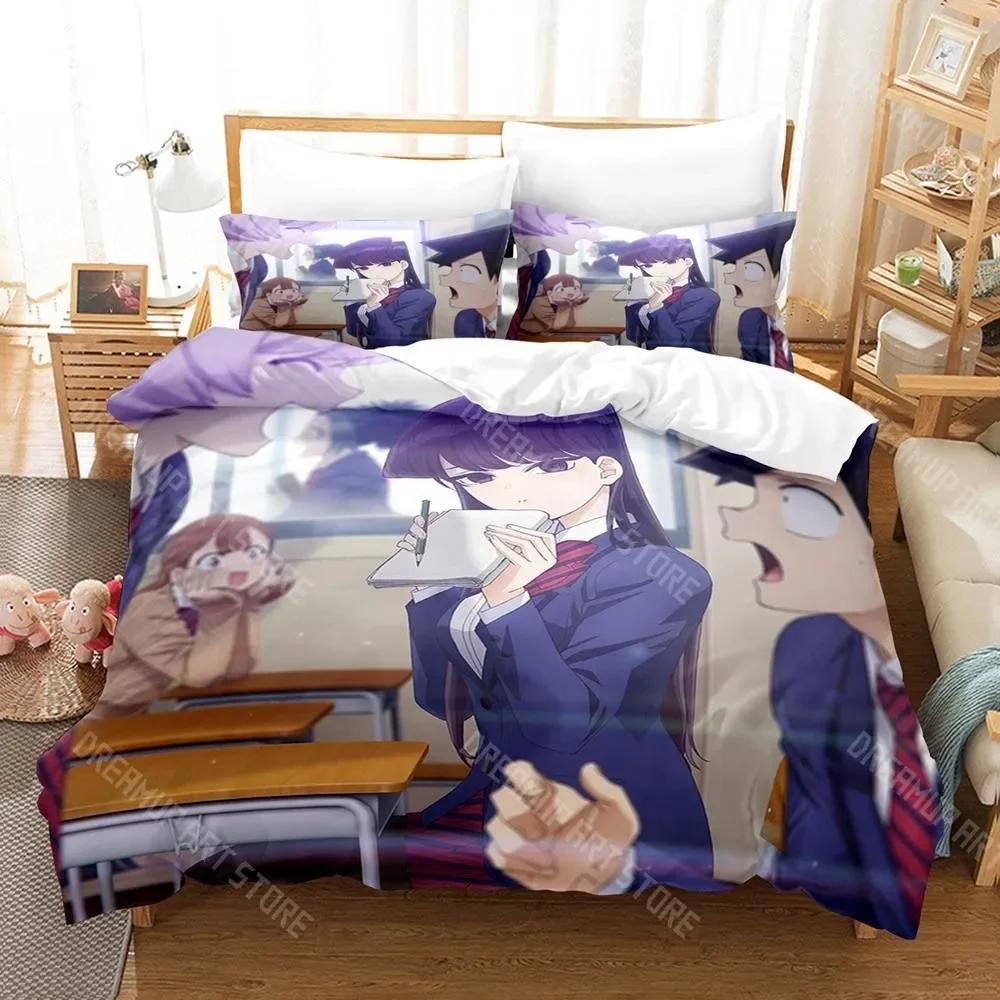 3D Print Komi Cant Communicate Bedding Set Single Twin Full Queen King Size Bed Set Aldult Kid Bedroom Anime Bed Sheet Set