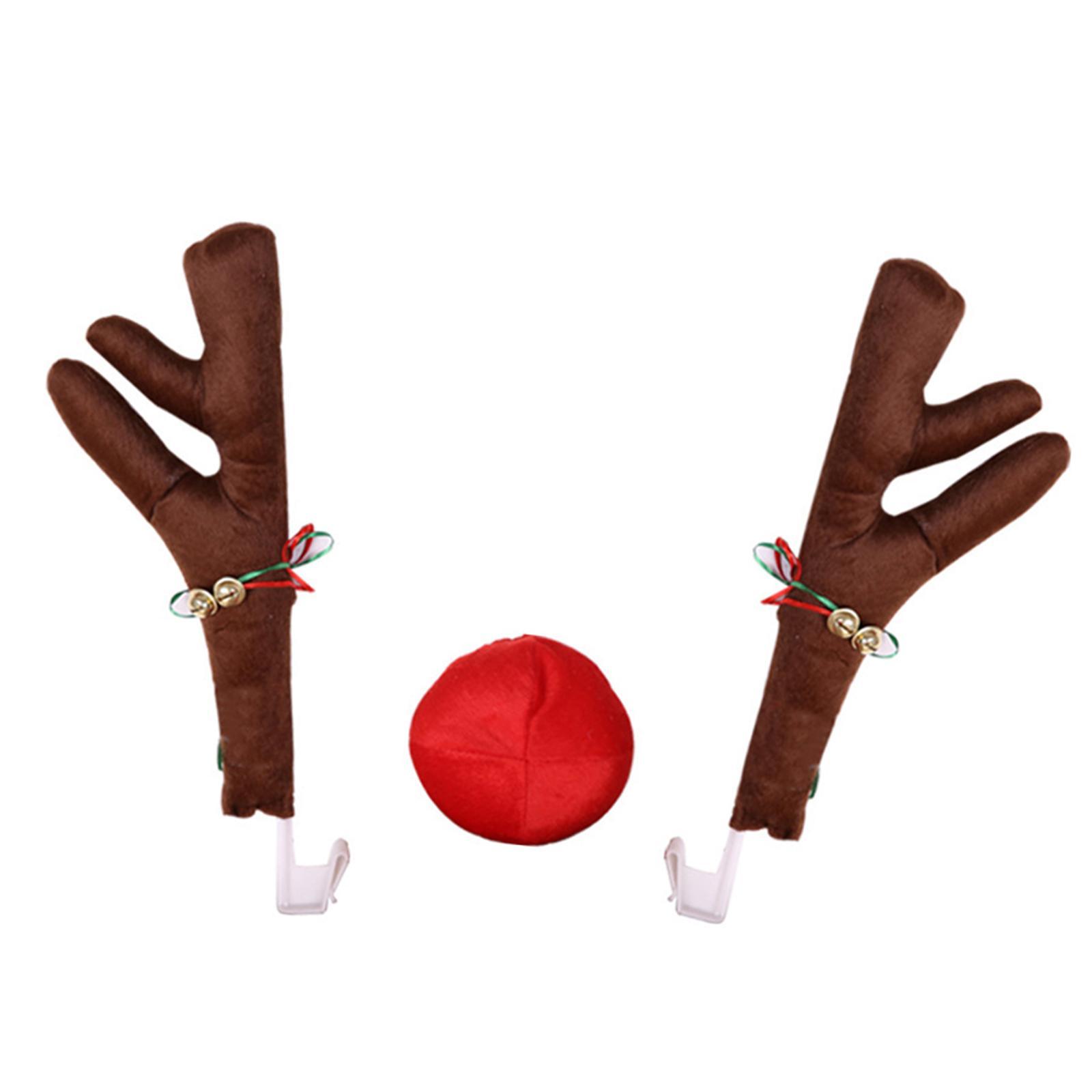 

Generic Car Reindeer Antlers and Red Nose Set Easily Install Xmas Ornament коричневый