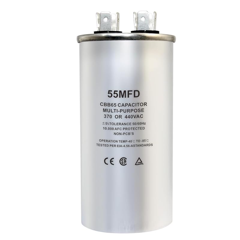 CBB65 Circular Run Capacitor, 450VAC 5 uf/MFD 50/60Hz Round Start Capacitor - Very Suitable for Air Conditioning, Fan Capacitor, Etc. (5 Uf)