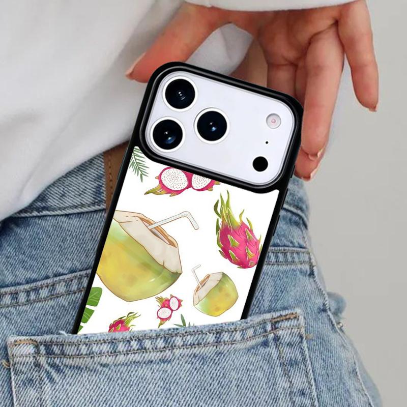 Summer Fruit Coconut On the Beach Phone Case for iPhone 17ProMax 12 13 14 15 16e 17 Pro Max Plus Air Cover