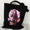 Japan Cartoon comicsNezuko Kamado Demon Slayer Printed Shopping Canvas Bag Stylish Shoulder Bag Large Capacity Handbag for Women 7559
