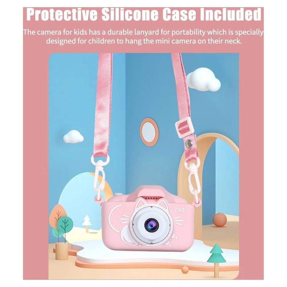 Kids Selfie Camera Christmas Birthday Gifts Girls Age 3-9 20MP Digital Cat Kitty Cameras Toddler Portable Toy 3- 8 Year Old Girl 32GB SDCard