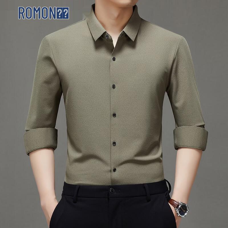 ROMON Men s All-Season Casual Long Sleeve Merino Wool Blend Shirt 54