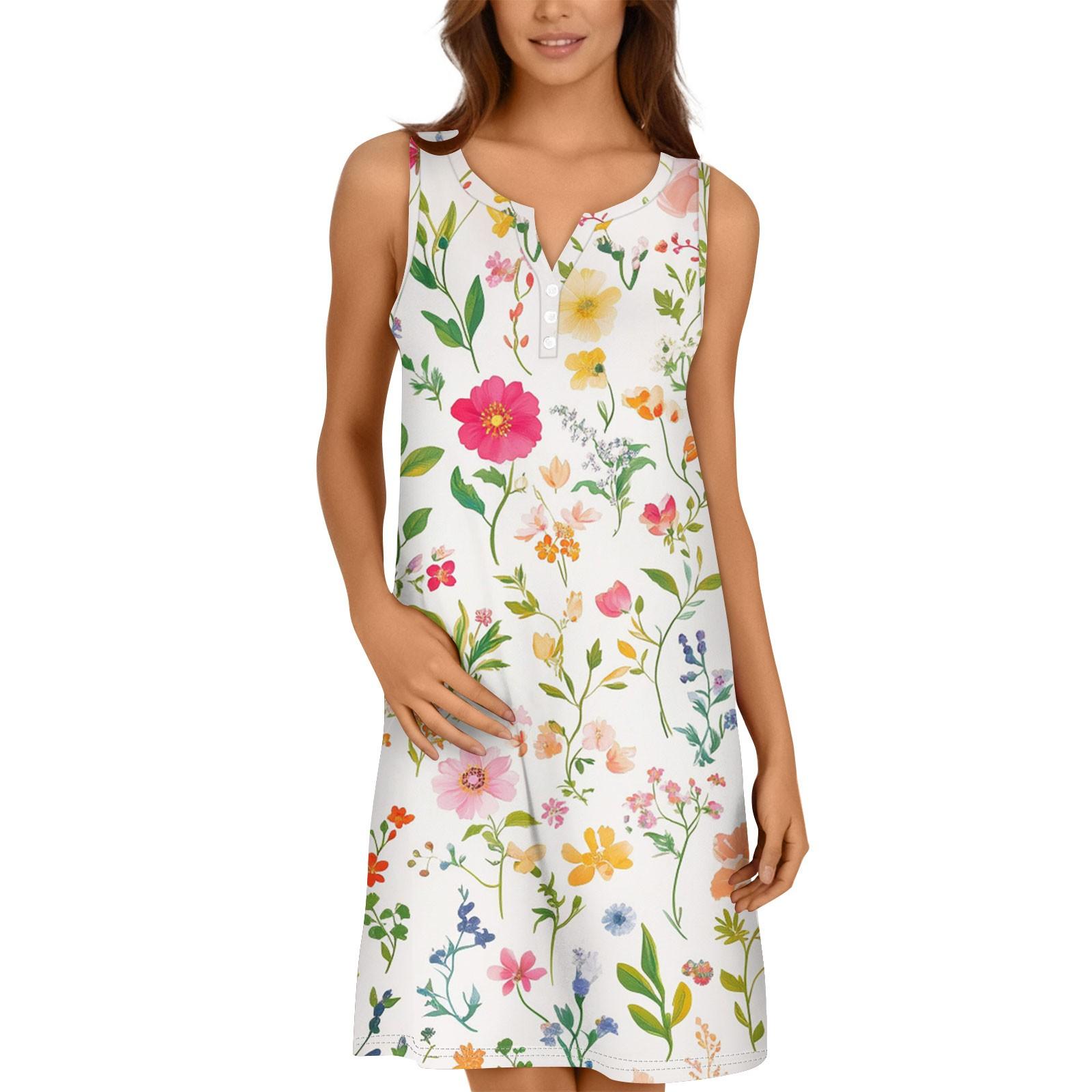 

Женское платье с V-образным вырезом на пуговицах и цветочным принтом с карманами XL белый