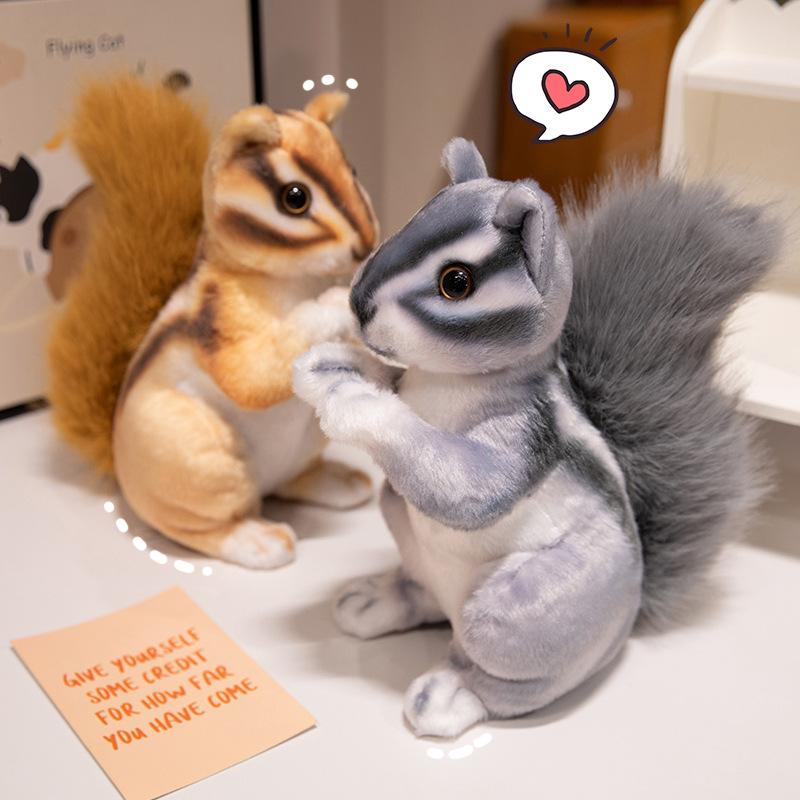 Simulation Squirrel Doll Pet Squirrel Doll Zoo Merchandise Plush Toy Birthday Gift