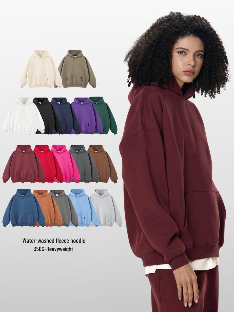 Men's Heavyweight American Trend Hoodie - Solid Color Casual plus Velvet