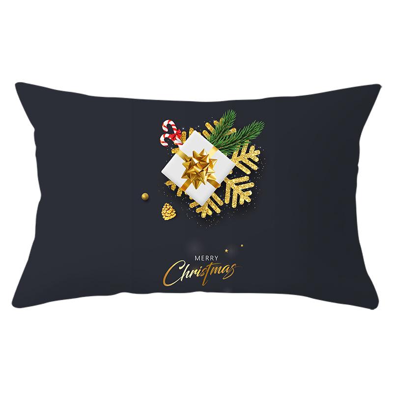 New Black Gold Series Christmas Peach Skin Print Waist Pillow Cover Home Accessories Cushion Cover Sofa Cushion Cover