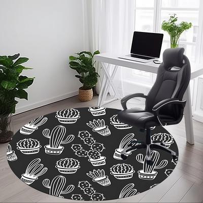 1PC Cactus Pattern Chair Carpet for Office, Indoor Non-Slip Washable Carpet, Soft Comfortable Mat For Office Room Yy250930268