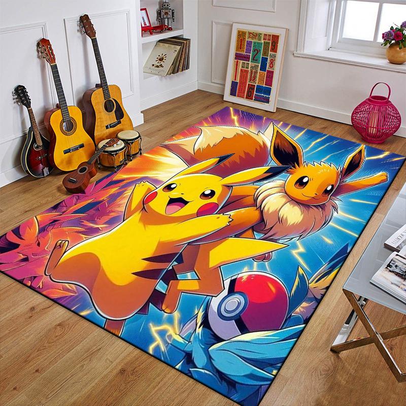 Cartoon Pokemon Anime 3D Carpet Rug for Home Living Room Bedroom Sofa Doormat Decor,Child Play Area Rug Non-slip Floor Mat Gifts