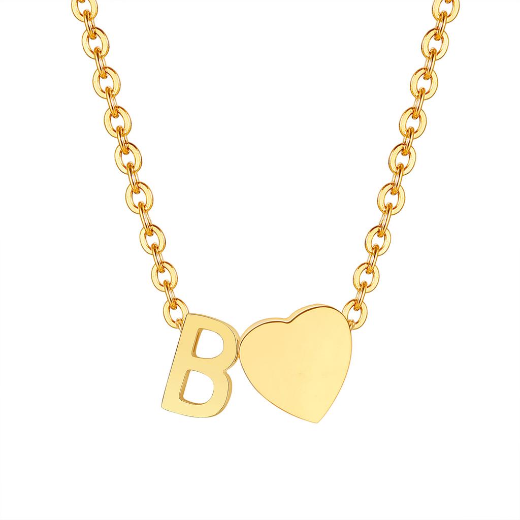 Initial Heart Necklace for Women,18K Gold Plated Stainless Steel Tiny Heart Letter Necklace, Personalized Name Jewelry