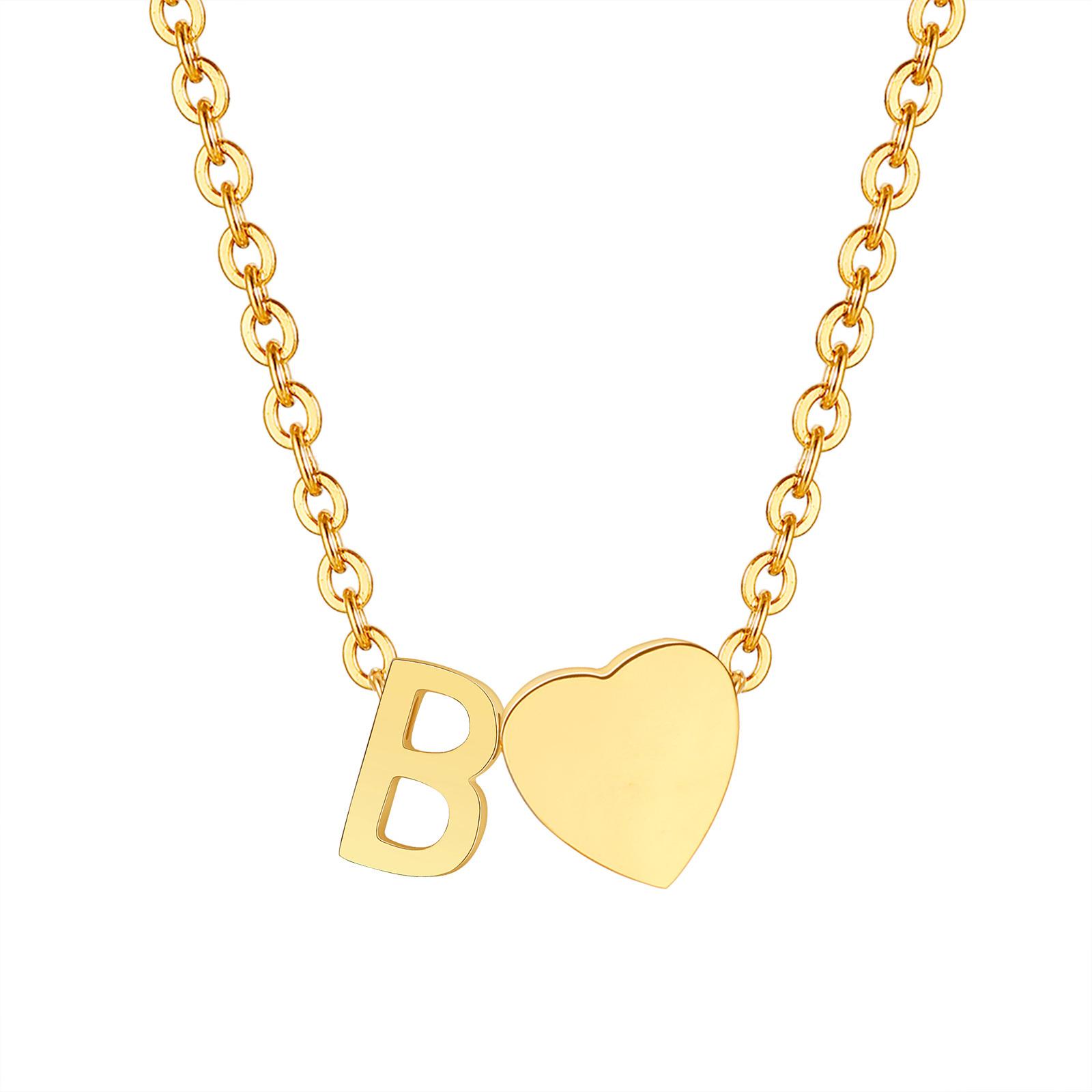 Initial Heart Necklace for Women,18K Gold Plated Stainless Steel Tiny Heart Letter Necklace, Personalized Name Jewelry