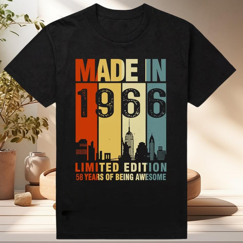 Retro 60s Clothes Vintage Made in 1966 All Original Parts T Shirt Men Husband Dad Birthday Gifts T Shirt Born in 1966 Tshirt