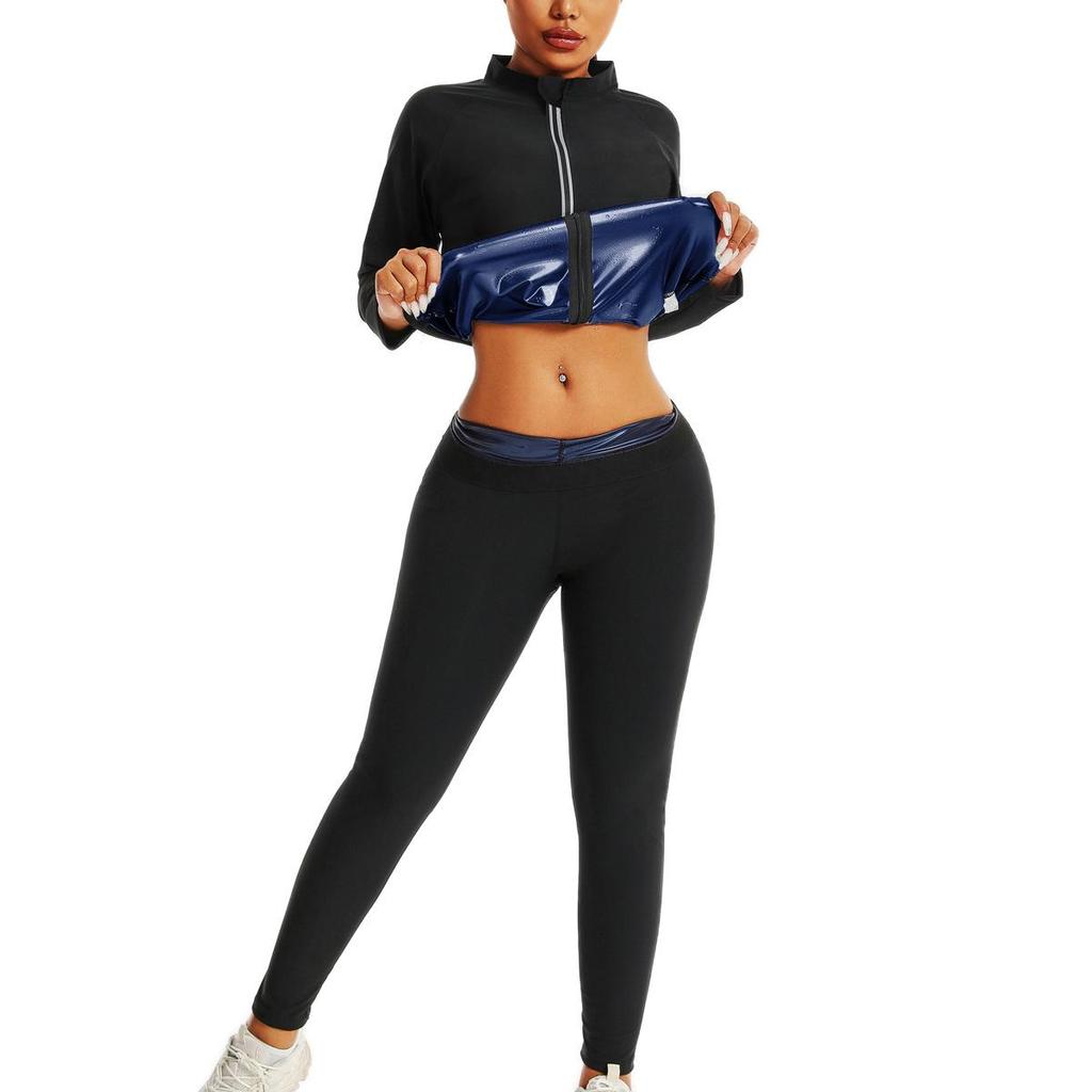 Damen Saunazug Übergröße Europäisch & Amerikanisch: Bauchkontroll-Yoga-Schweißbekleidung, Taillenformende Fitness-Bodyformer