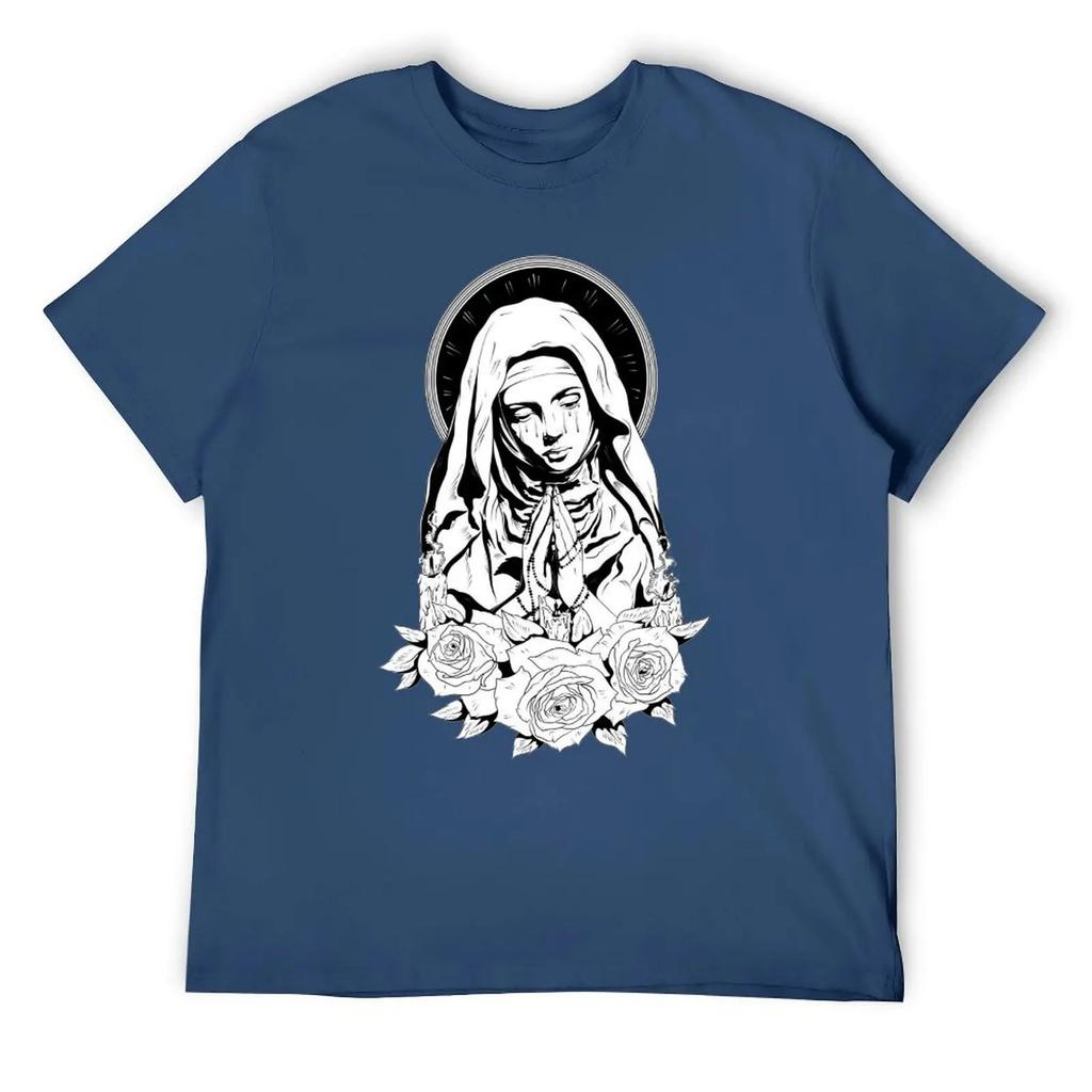 Mother's Day Mary of Jesus Men's T-shirt Round Neck Movement T-shirts Cute Aactivity Competition Casual Eur Size