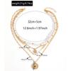 Layered Alloy Chain Necklace With Smile Face And Evil Eye Design For Ladies