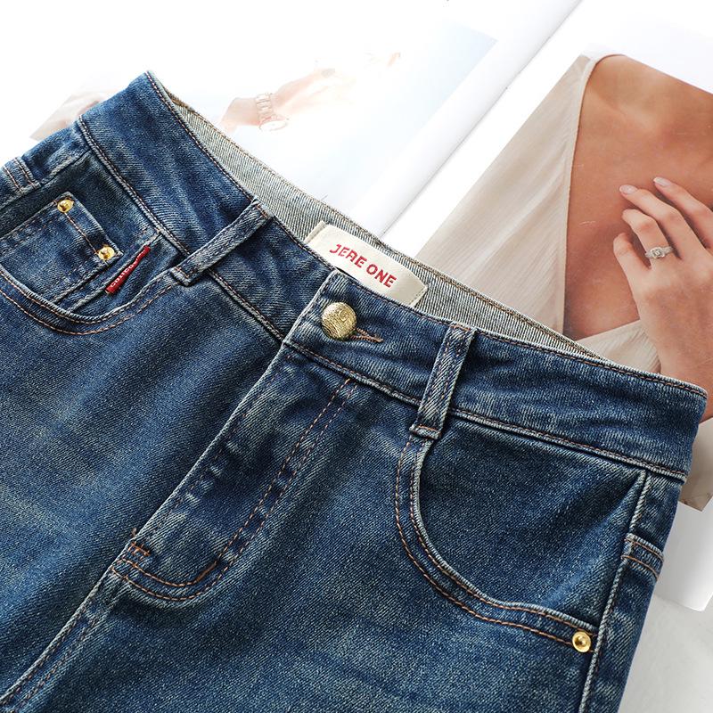 Dámské džíny s ohrnutými nohavicemi úzkého a širokého střihu: 2025 Jaro/Podzim Retro Styl