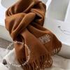 Korean Style Basic Wool Scarf  Solid Color Embroidered and Fringed Men's and Women's Scarves