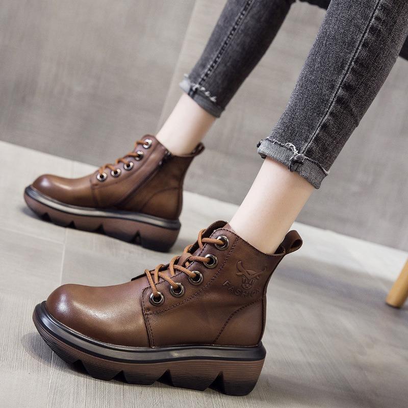 

Винтажные ботинки Martin с толстой подошвой, короткие ботинки 38 коричневый