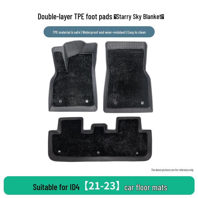 Three-piece TPE Anti-Slip Floor Mats for Volkswagen ID4 (2021-2023), Rubber Wear-Resistant Car Mats