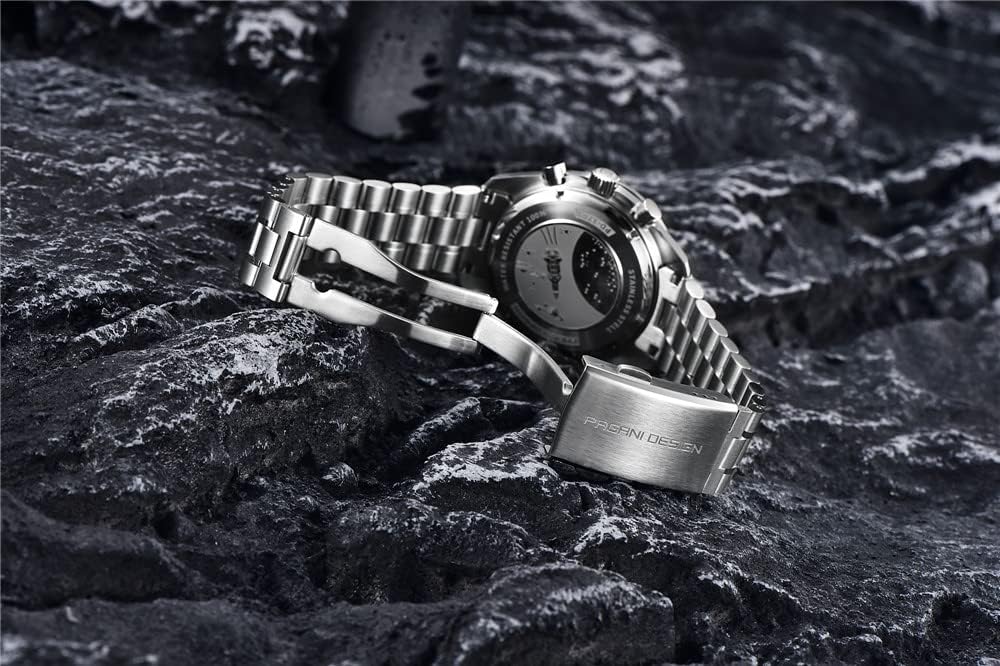 Pagani Design Made In Seiko Quartz Speedmaster Waterproof Stainless Leather Sapphire Business Dress Perfect for and PAGANI DESIGN Men's Watch, Japan,