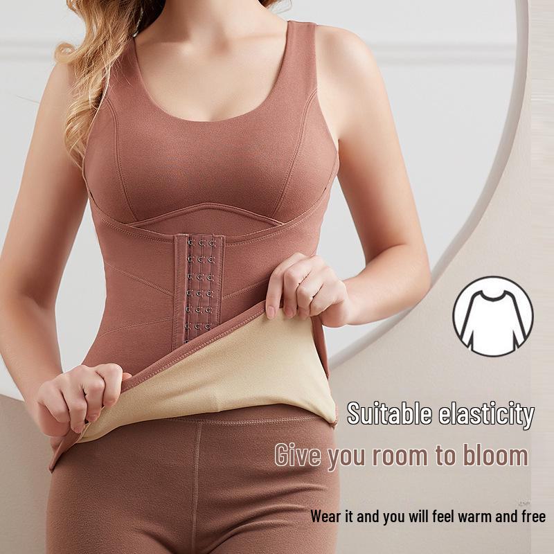 Gilet polaire auto-chauffant pour femme: Couche de base chaude, gainante et rembourrée au niveau de la poitrine, pour l'automne/hiver