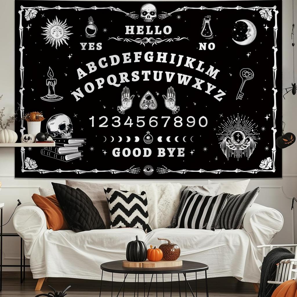 Halloween Gotisk Grunge Rumsdekor,Dödskalletapet för Sovrum,Goth Heksig Mörk Estetik Heminredning,Litet Skelett Vintage Svart