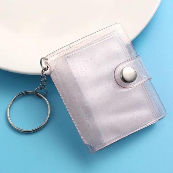 Storage Book Mini Photo Album Keychain with Snap Button Design Portable 16-24 Photo Capacity