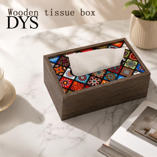 Large Capacity Tissue Case Wooden Box Cover, Rectangular Paper Towel Dispenser, Decorative Napkin Storage Bedroom Cover Organizer for Office Desk Home