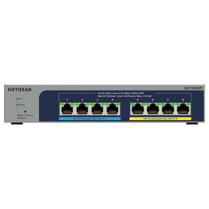 Netgear ms108tup - switch ethernet manageable 230w 8 ports 2.5gbps dont 4 poe++ 4 poe+ - rackable