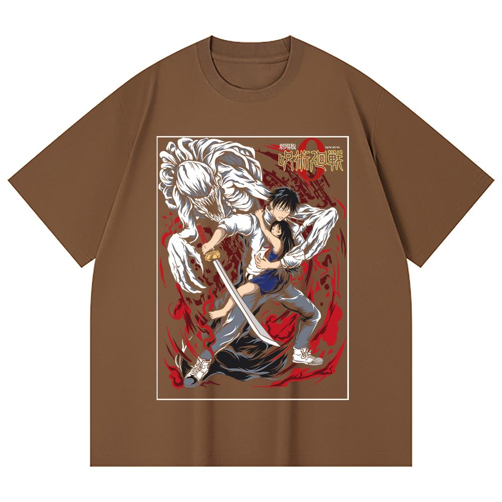 230 Gsm 100% Cotton Jujutsu Kaisen V65 Yuta Print Unisex Heavy Cotton T Shirt