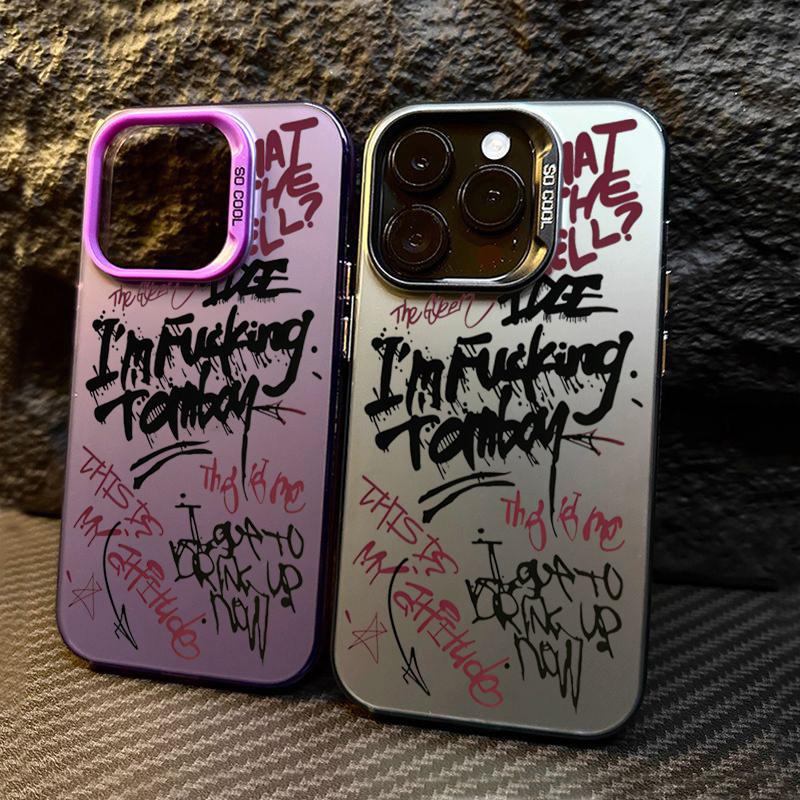 Graffiti English Writing Pattern Case for Samsung Galaxy S25 S24 S23 S22 Ultra Plus FE A16 A56 A36 A35 A55 IMD Material Cover