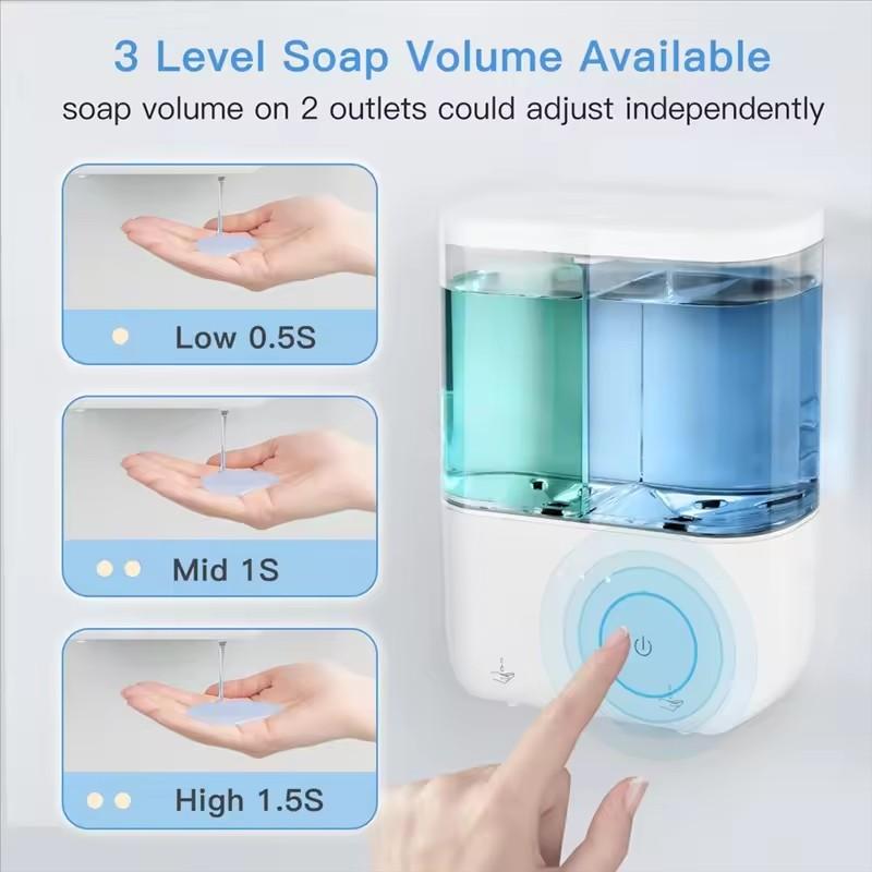 500ML*2 Double-Head 2-In-1 Wall-Mounted Electric Intelligent Infrared Automatic Sense Soap Dispenser For Kitchen Bathroom Toilet