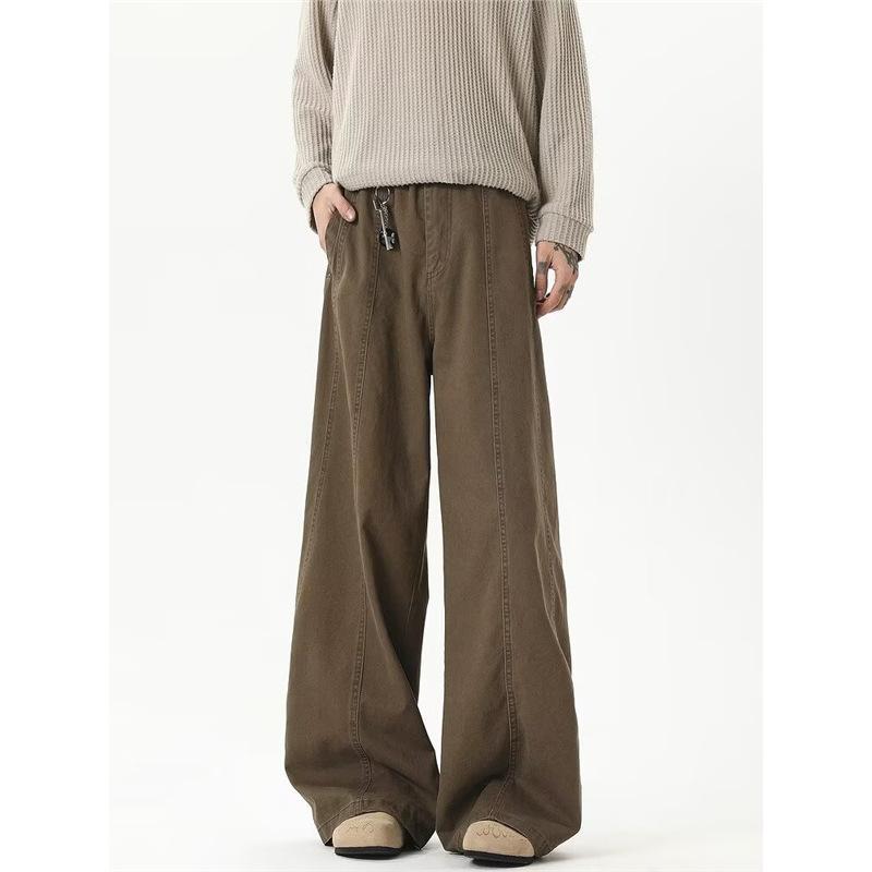American trendy brand nfit curved split belt wide-leg pants men's and women's loose retro casual pants tide