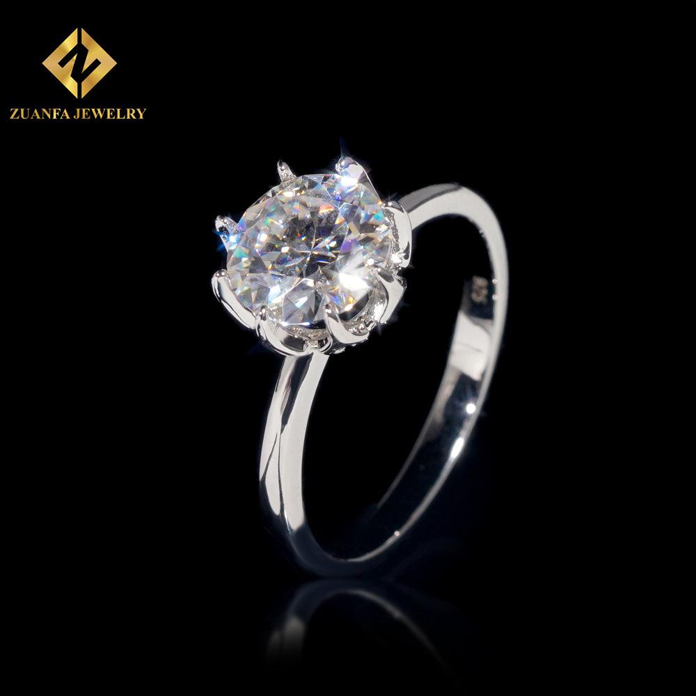 

ZUANFA Classic Eight-Claw 2 Carat D Color Diamond Ring for Women - Fashionable Light Luxury with a High-End Feel Size 7 платиновый