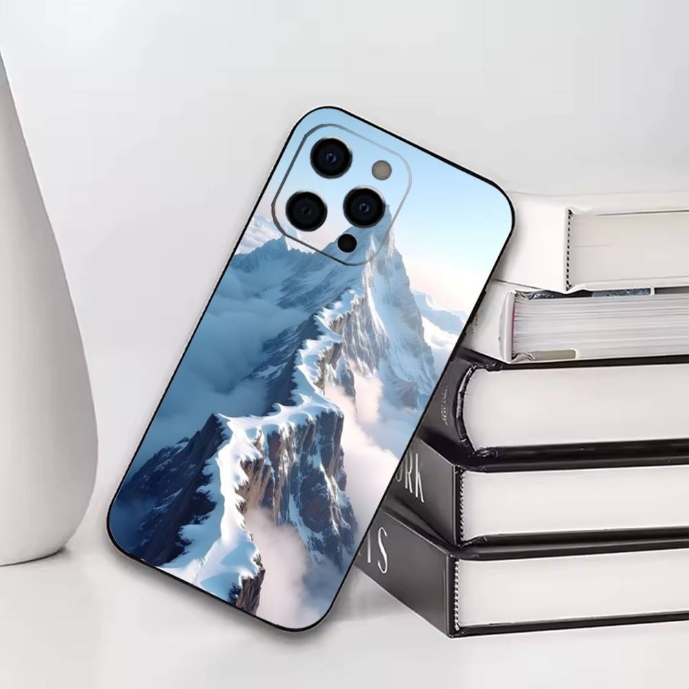 Snow Mountain Phone Case For iPhone17,16,15,14,13,12,11 Plus,Pro Others Soft Black Cover