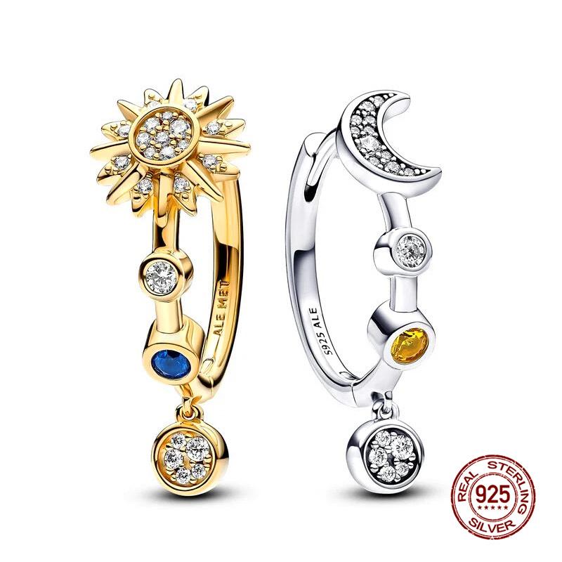 Copper Exquisite Sun & Moon Earrings Women Jewelry Luxury Gifts Original Design Lnfinity Heart Stud Earrings Fashion Jewelry