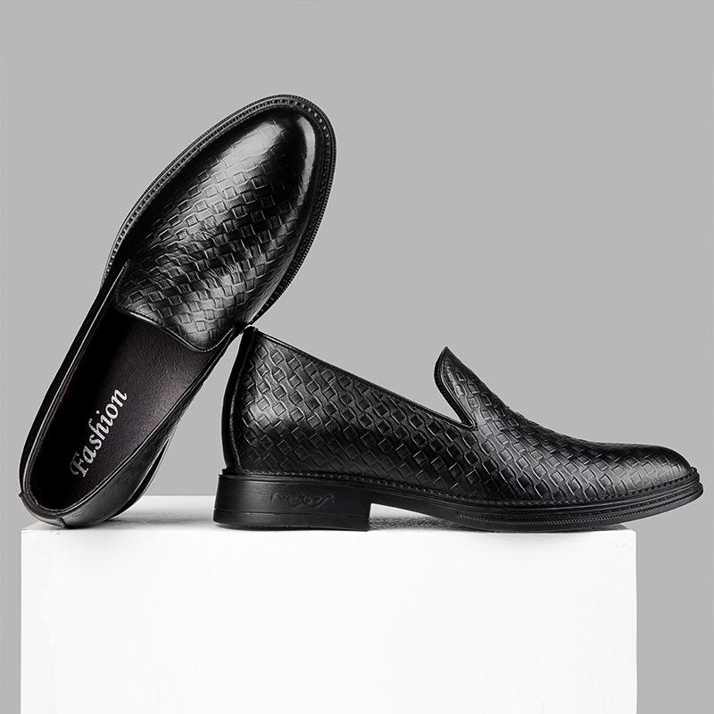 

Мужская обувь 2025 года, летняя новая обувь с низким верхом в клетку в британском стиле, деловая повседневная обувь, увеличивающая внутреннюю высоту, мужская кожаная обувь 38