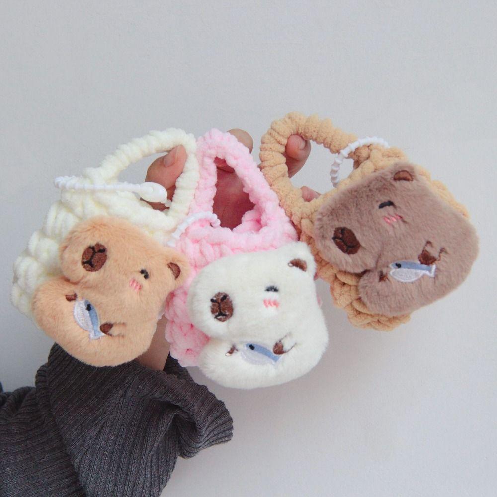 

Multifunctional Capybara Doll Keychain Anti Loss Cartoon Storage Bag Car Keying Pendant Children темно-коричневого кольору