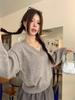 Song Zheng En Women's Lazy Style Red V-Neck Sweater - Soft, Loose Knitwear for Autumn/Winter