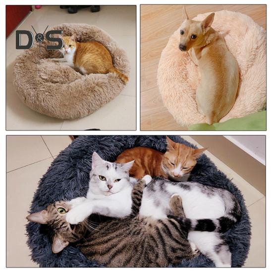 Calming Dog Bed Washable Round Soft Dog Nest with Non-slip Bottom Fluffy Plush Faux Fur Pet Bed for Small Medium Large Dogs Cats